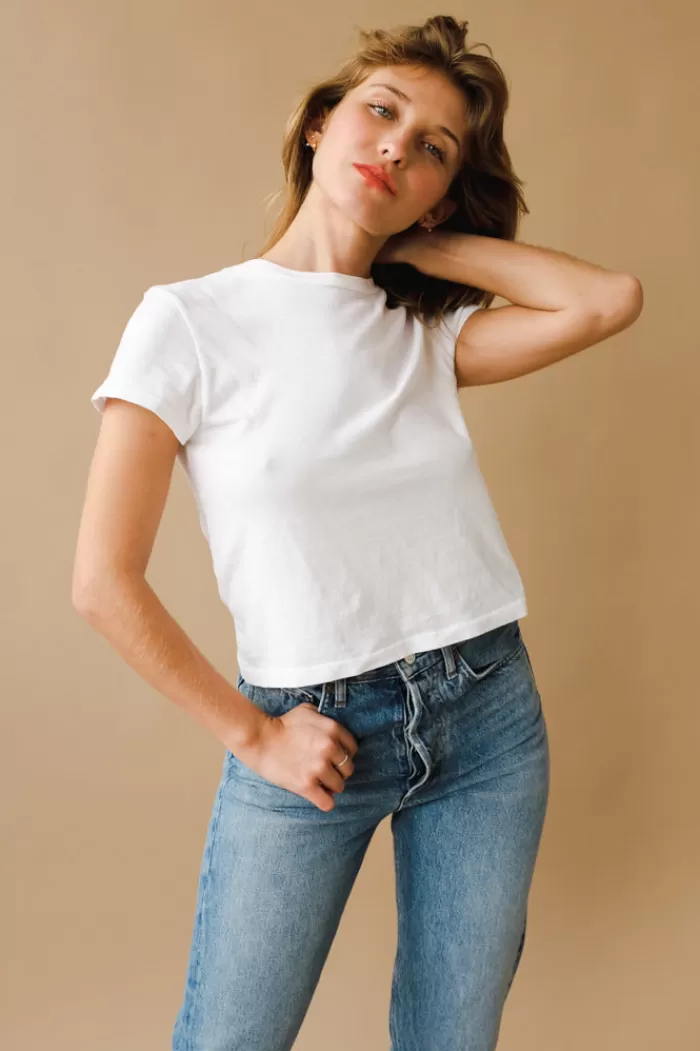 Tops | AGOLDE Adine Shrunken Tee White