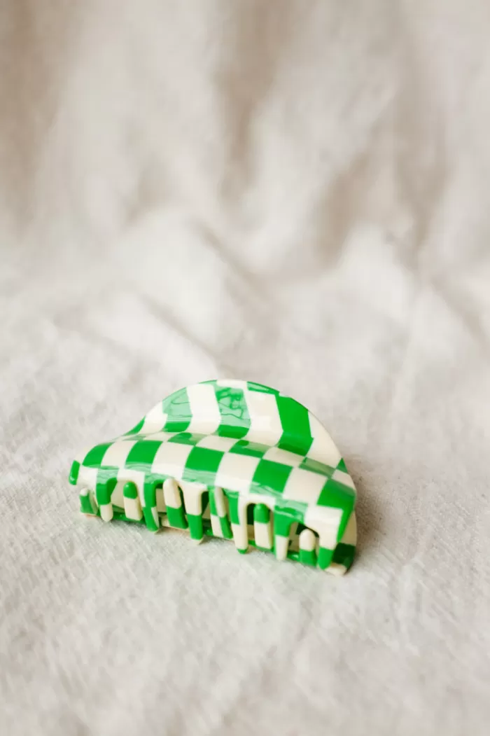 Hair Accessories | * Asymmetrical Hair Claw Green Check