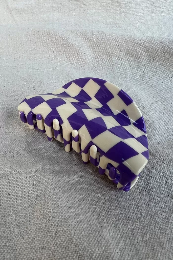 Hair Accessories | * Asymmetrical Hair Claw Purple Check