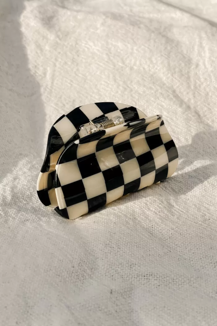 Hair Accessories | * Asymmetrical Hair Claw Black White Check