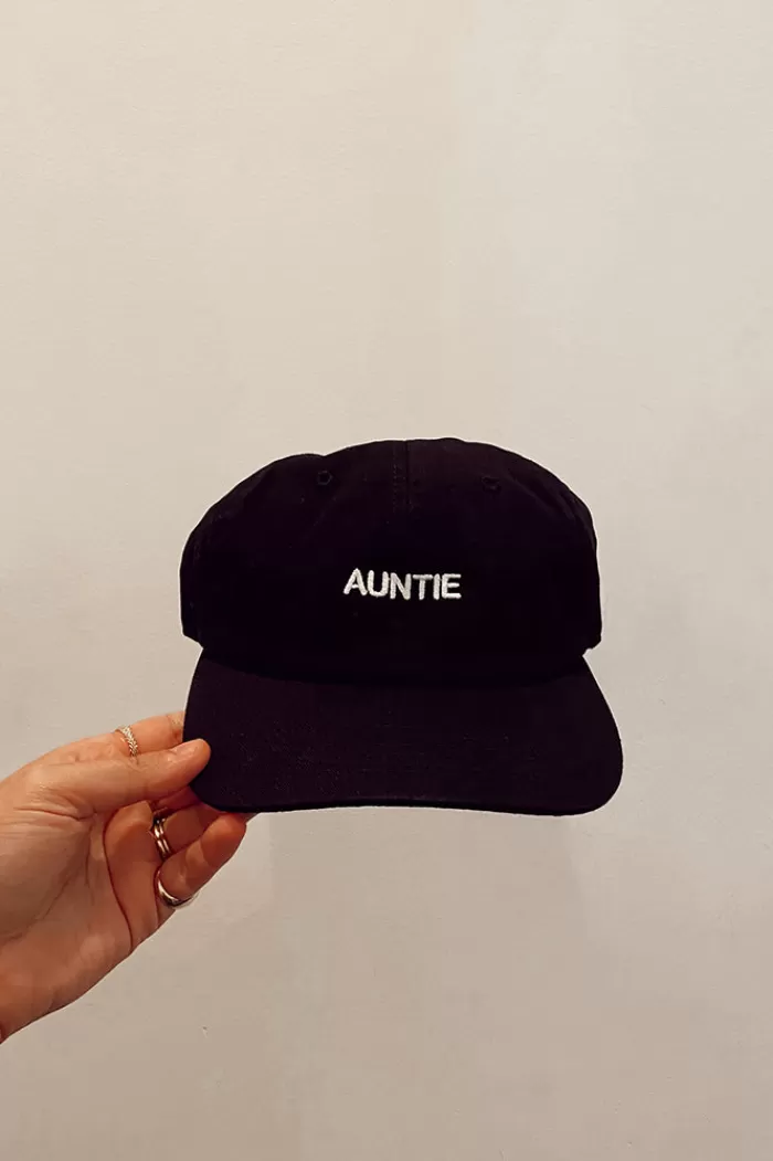 Hats & Scarves | INTENTIONALLY BLANK Auntie Hat Black Hat/White Writing