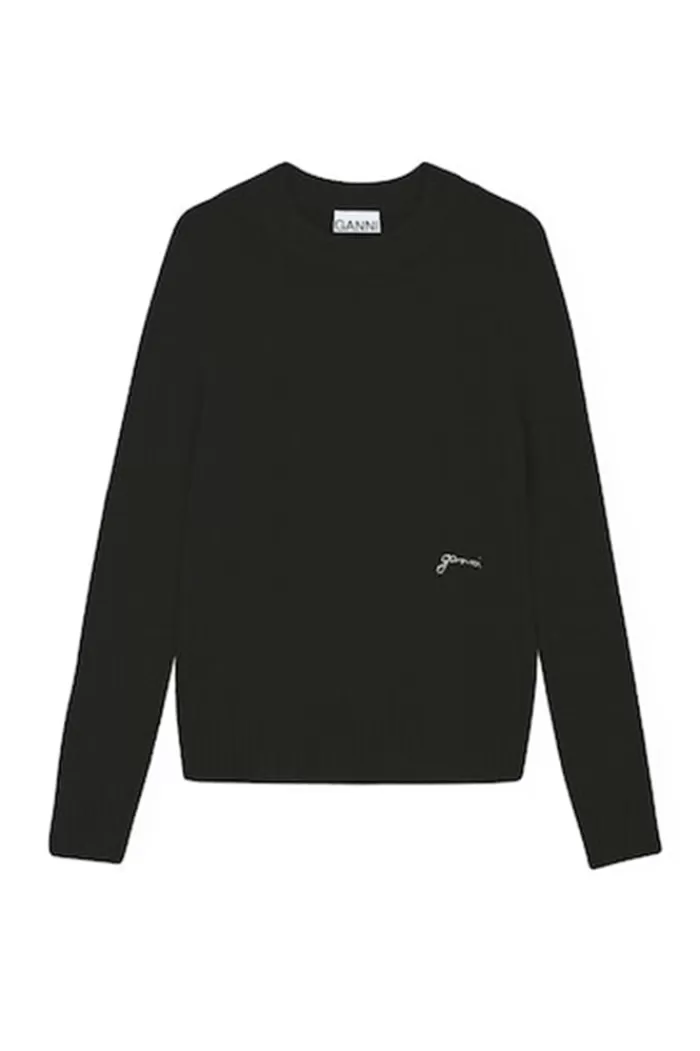 Sweaters & Knits | GANNI Brushed Alpaca O-Neck Black