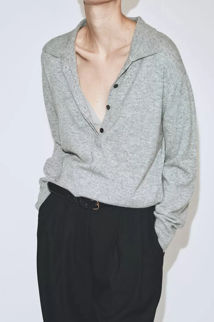 Sweaters & Knits | MIJEONG PARK Cashmere Blend Polo Sweater Gray