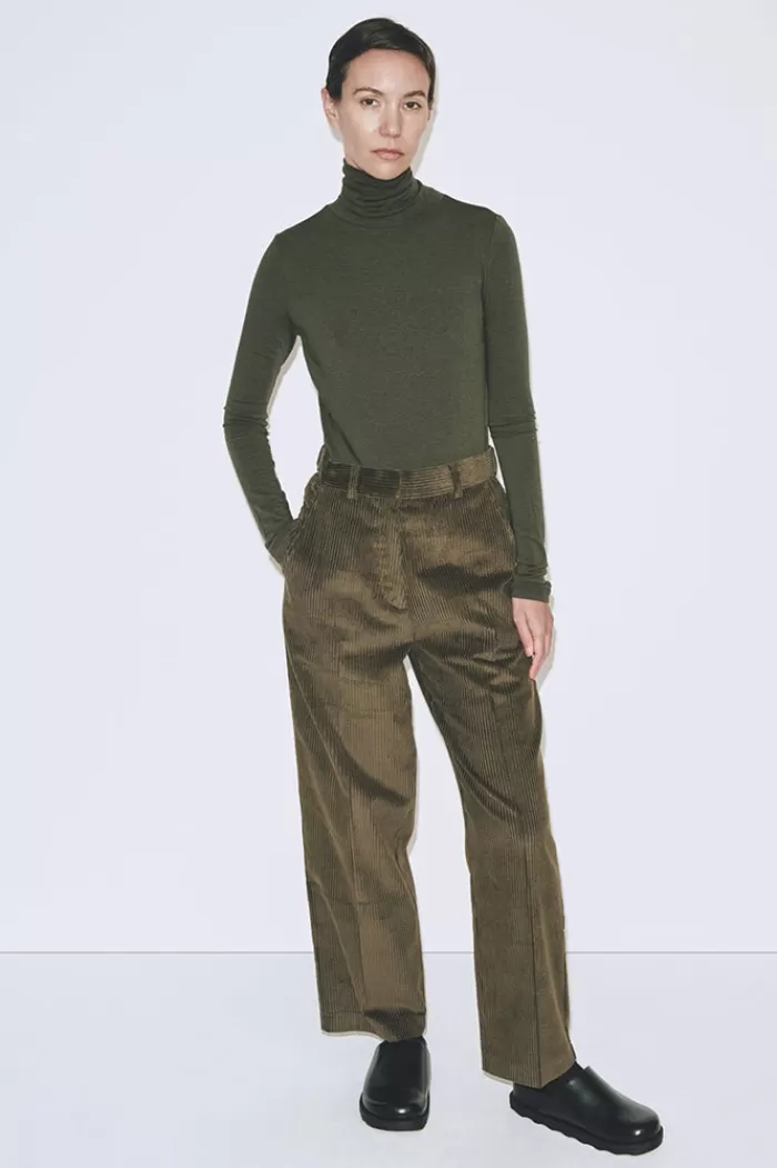 Pants & Bottoms | MIJEONG PARK Corduroy Straight Leg Pant Olive