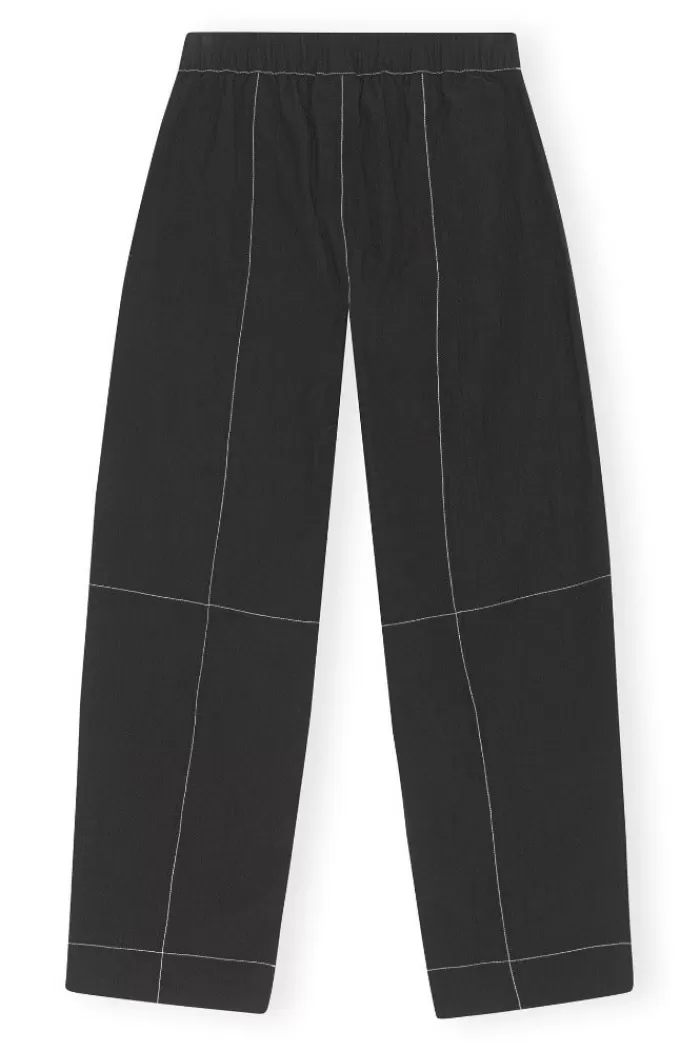 Pants & Bottoms | GANNI Cotton Crepe Elasticated Curve Pant Black