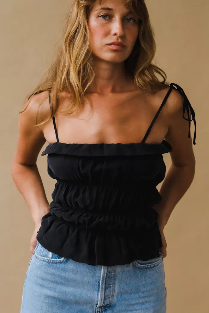 Tops | OHSEVENDAYS Crinkle Top Black