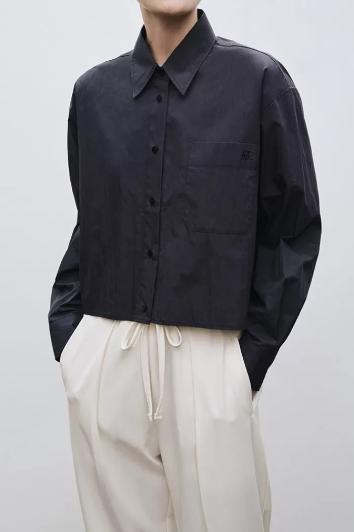 Tops | MIJEONG PARK Cropped Shirt Navy