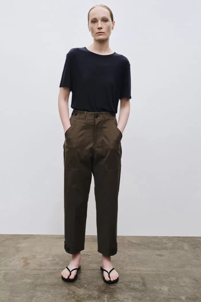 Pants & Bottoms | MIJEONG PARK Cropped Workwear Trousers Olive Green