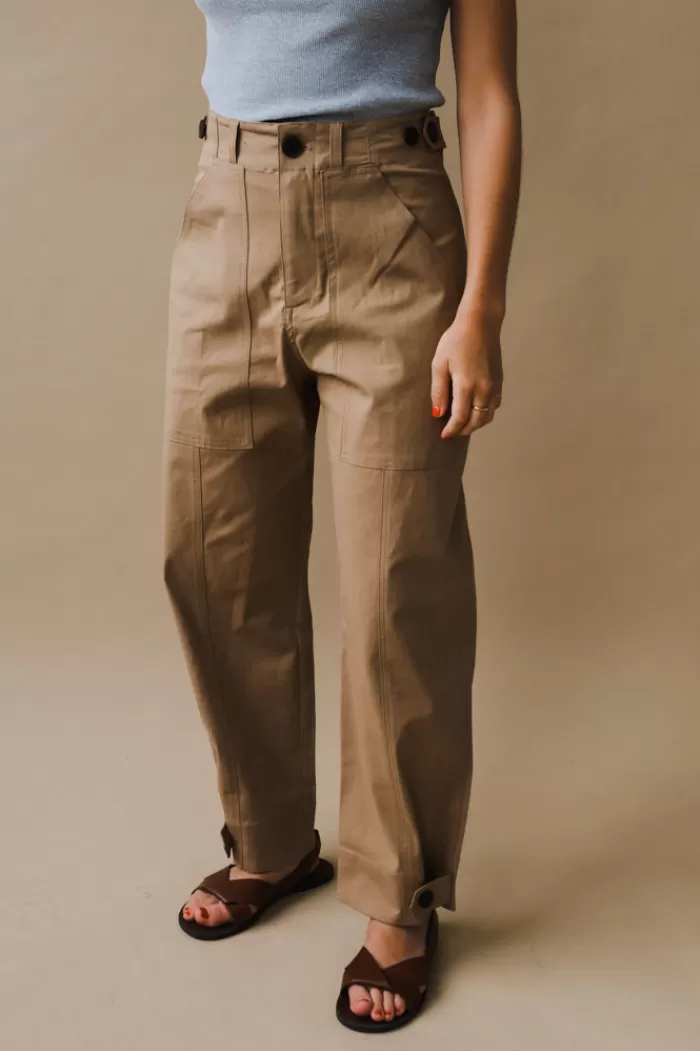 Pants & Bottoms | MIJEONG PARK Cropped Workwear Trousers Camel