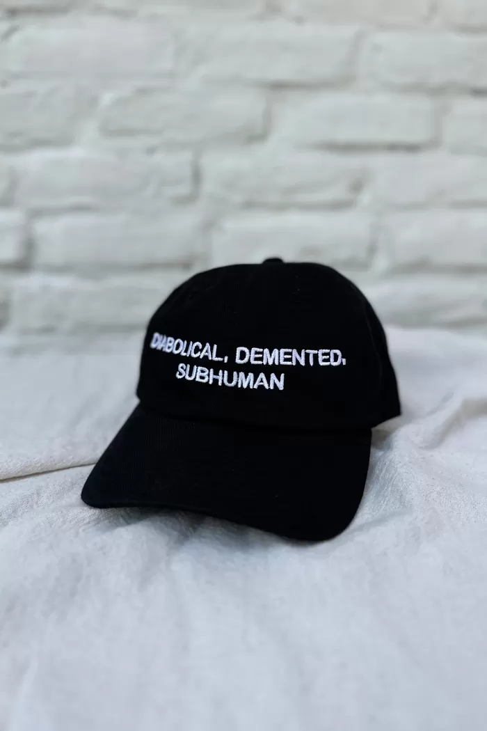 Hats & Scarves | INTENTIONALLY BLANK Diabolical, Demented, Subhuman Hat Black Hat/White Writing