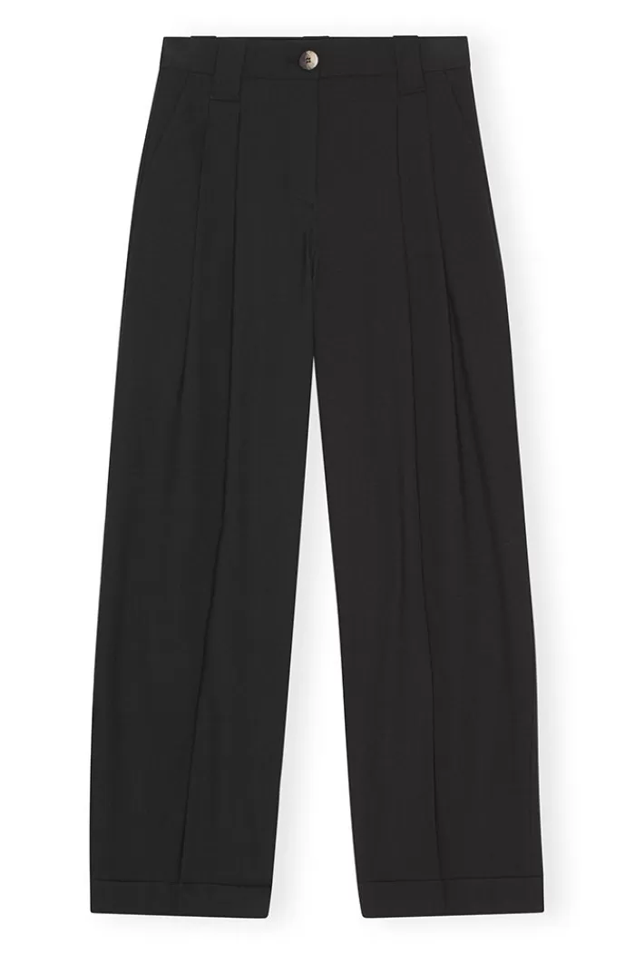 Pants & Bottoms | GANNI Drapey Melange Loose Mid Waist Pleat Pants Black