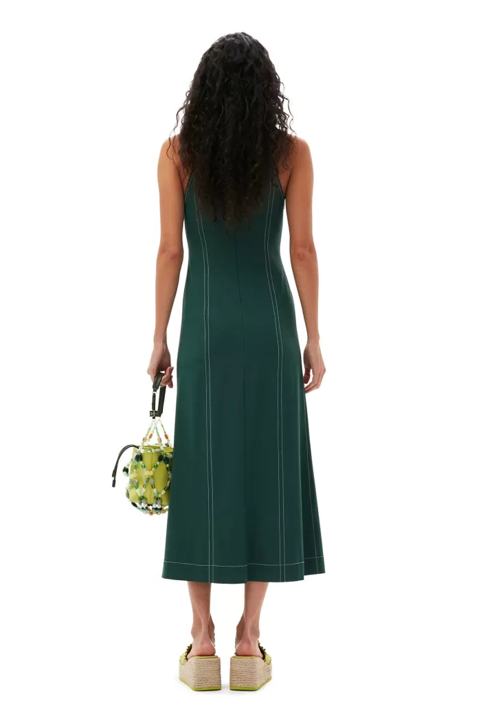 Dresses | GANNI Drapey Melange Maxi Dress Trekking Green