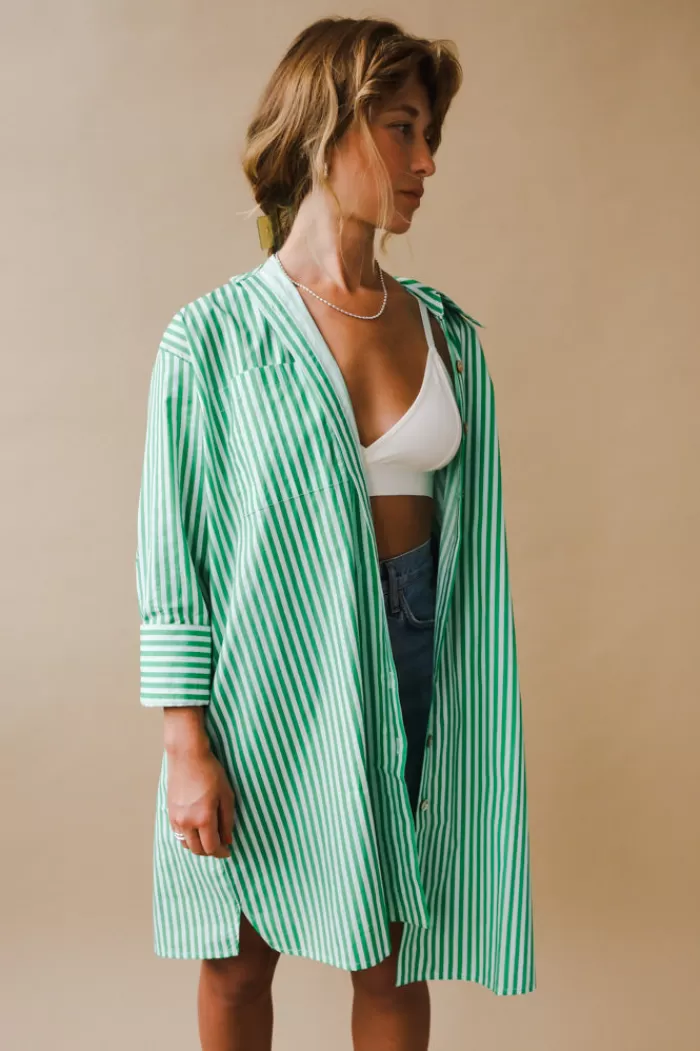 Tops | WRAY Etore Shirt Dress Fern Stripe