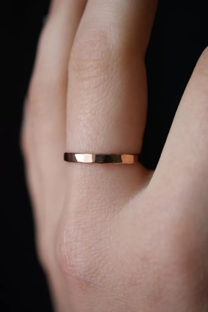 Rings | HANNAH NAOMI Extra Thick Hammered Ring Rose Gold