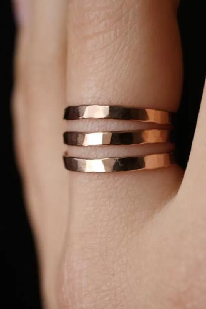 Rings | HANNAH NAOMI Extra Thick Hammered Ring Rose Gold