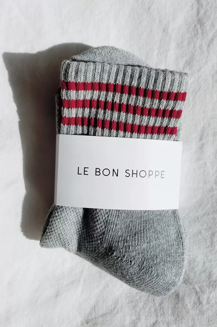 Socks & Hosiery | LE BON SHOPPE Girlfriend Socks Heather Grey Heather Grey/Crimson