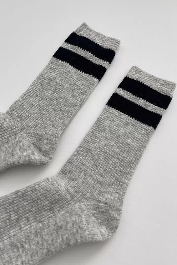 Socks & Hosiery | LE BON SHOPPE Grandpa Varsity Socks Light Grey Navy Stripe