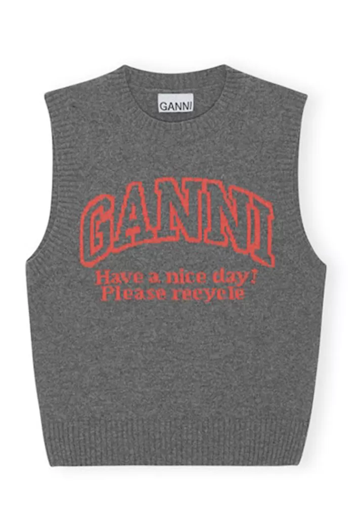 Sweaters & Knits | GANNI Graphic Vest Frost Gray