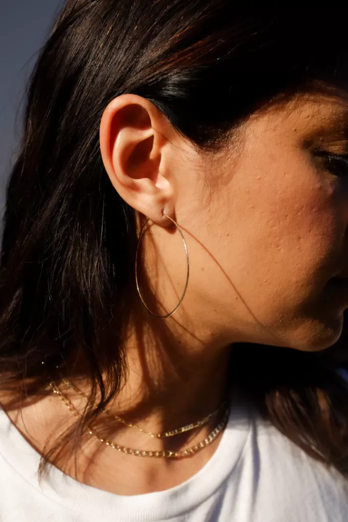 Earrings | HANNAH NAOMI Hammered Hoop Earrings Gold