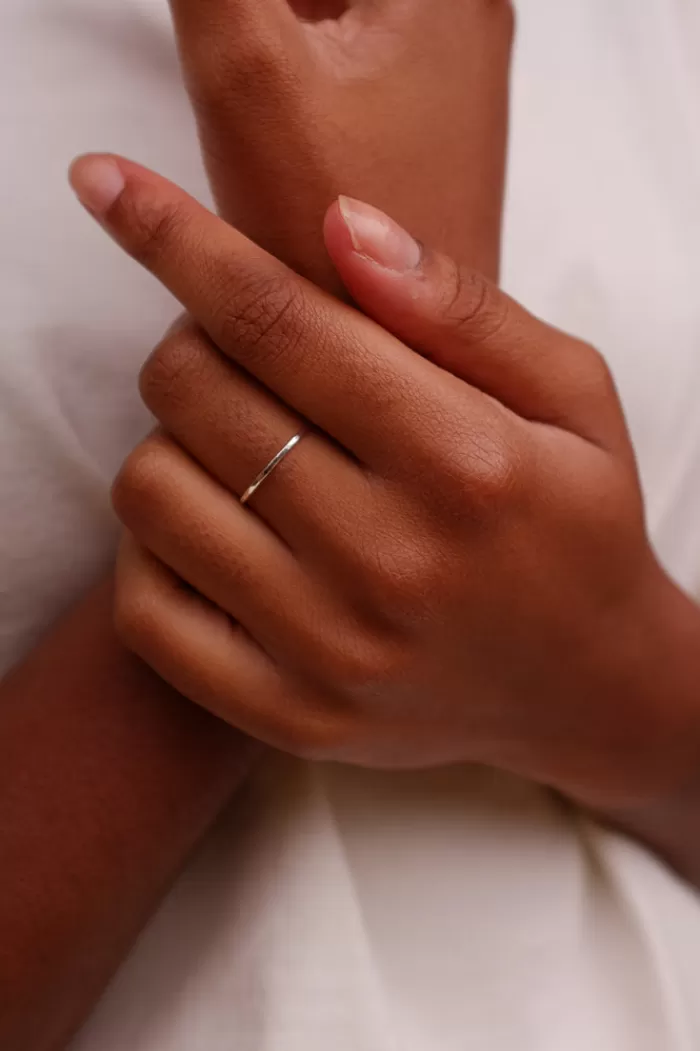 Rings | HANNAH NAOMI Hammered Medium Stacking Ring Sterling Silver