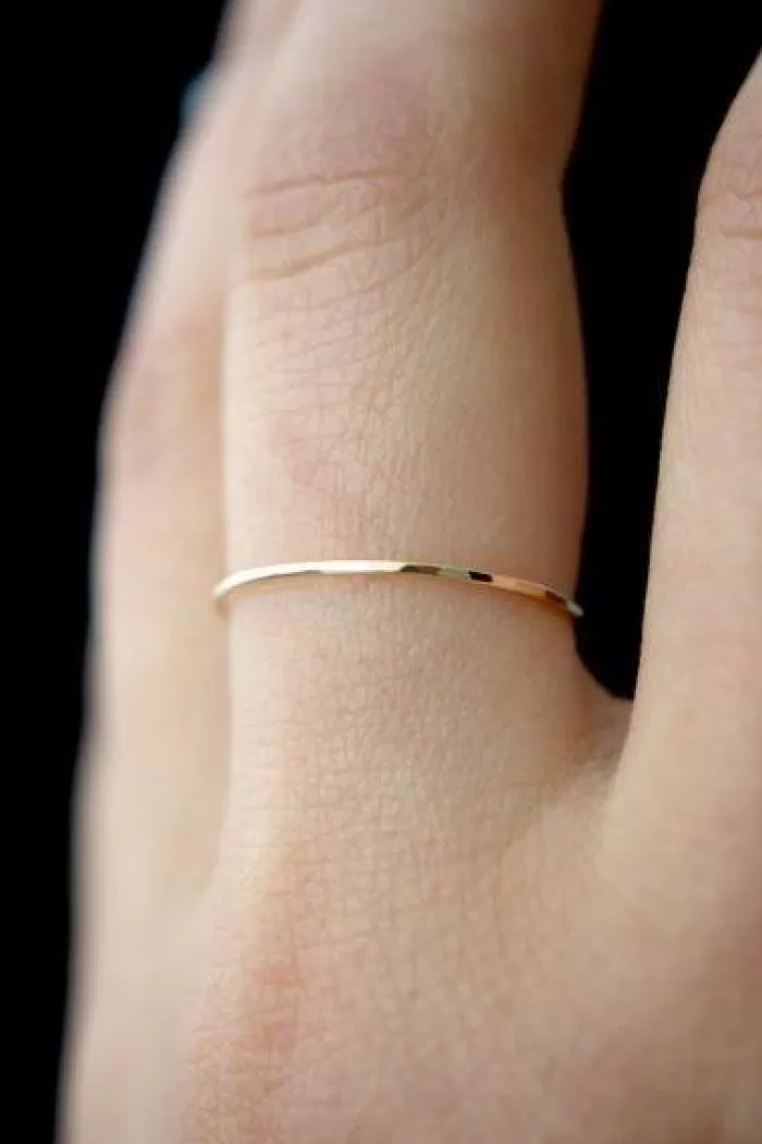 Rings | HANNAH NAOMI Hammered Thin Stacking Ring Gold