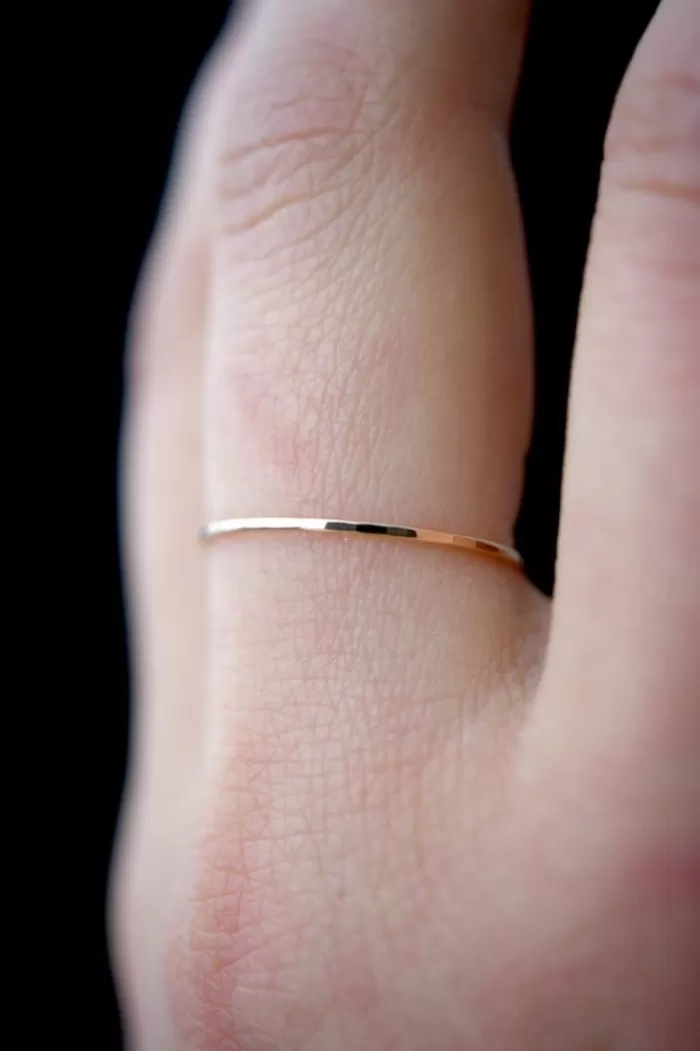 Rings | HANNAH NAOMI Hammered Thin Stacking Ring Rose Gold