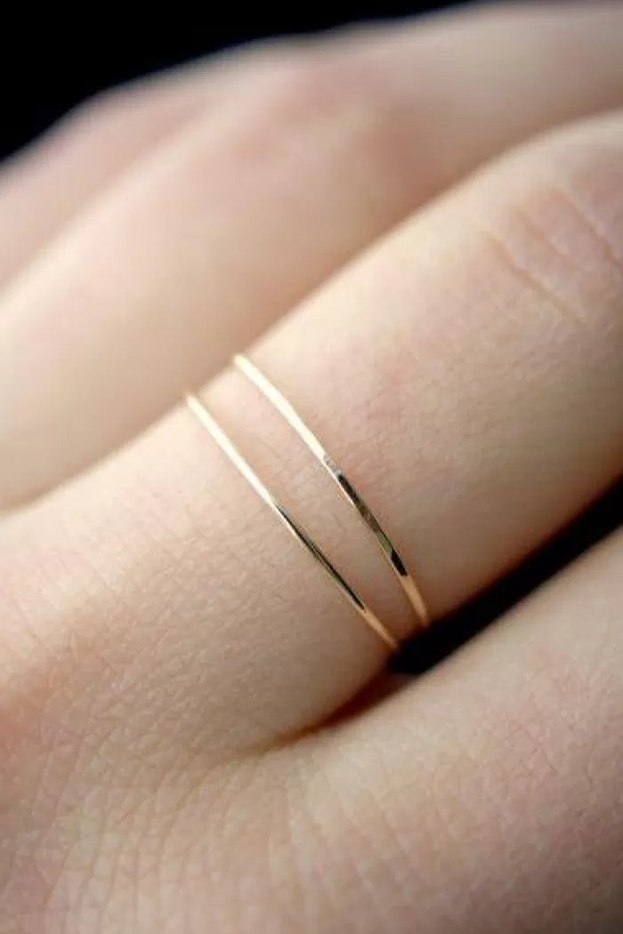 Rings | HANNAH NAOMI Hammered Thin Stacking Ring Gold