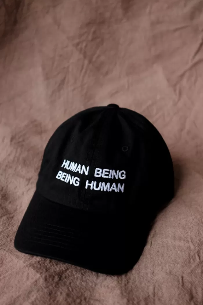 Hats & Scarves | INTENTIONALLY BLANK Human Being Hat Black Hat/White Writing