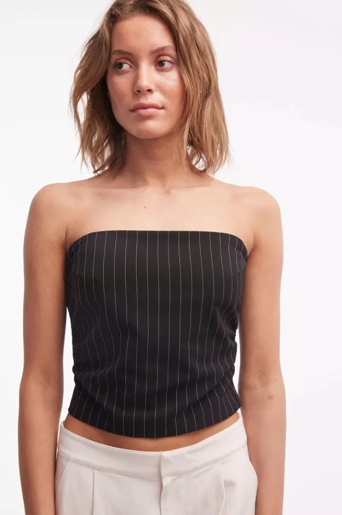 Tops | OVAL SQUARE Independent Top Black Sand Stripe