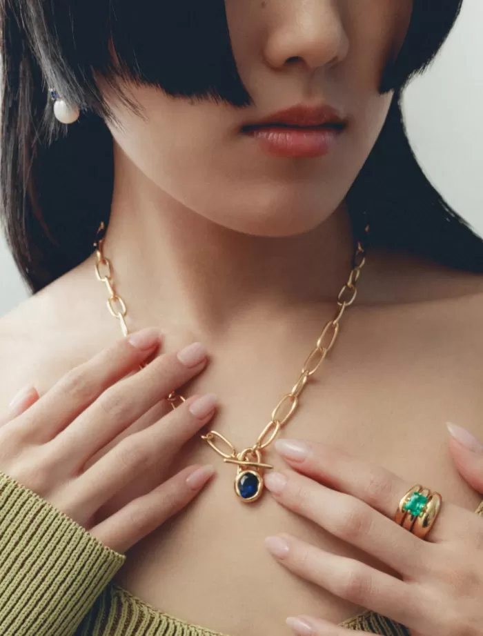 Necklaces | WOLF CIRCUS Margot Necklace Gold With Blue Stone