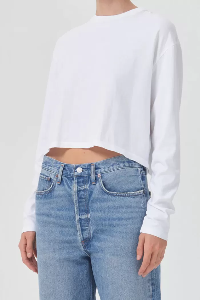 Tops | AGOLDE Mason Cropped Long Sleeve White