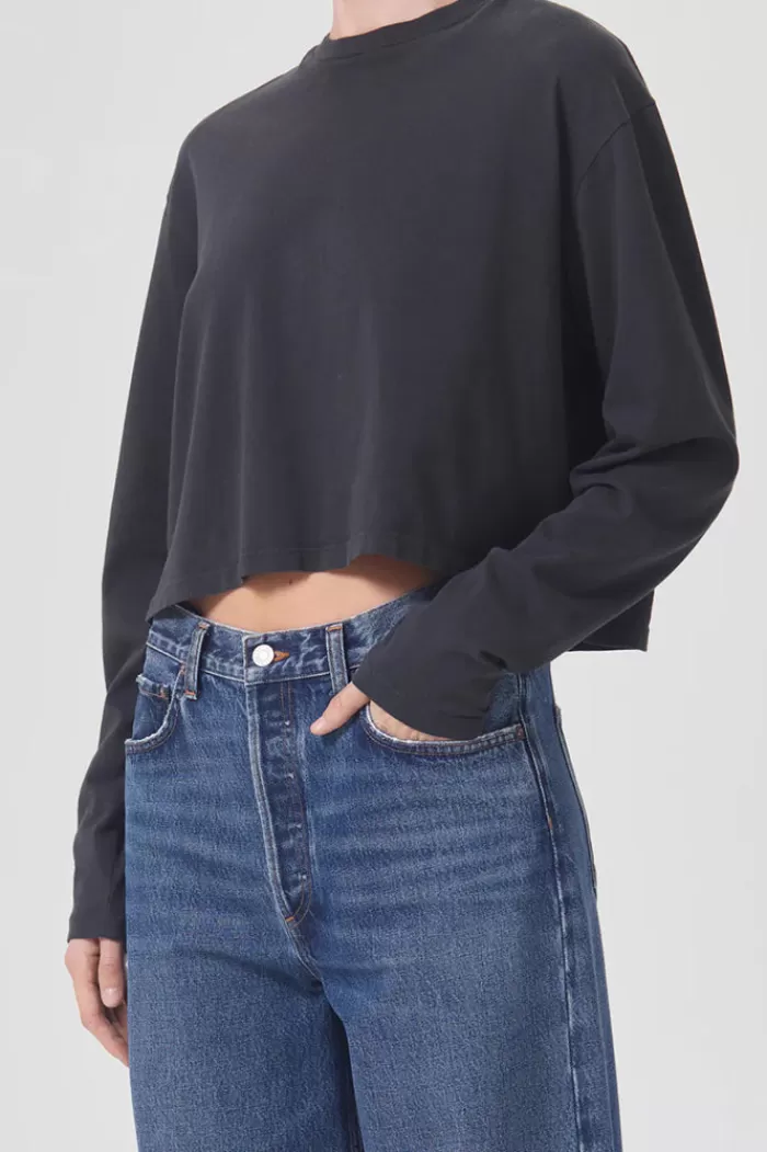 Tops | AGOLDE Mason Cropped Long Sleeve Marker