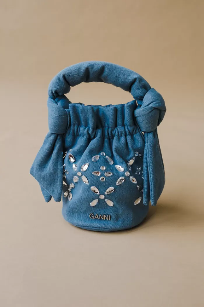 Handbags | GANNI Occasion Top Handle Bag Embellishment Denim