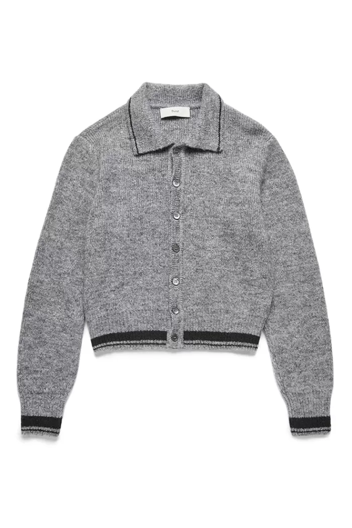 Sweaters & Knits | DUNST Open Collar Boucle Knit Cardigan Melange Grey