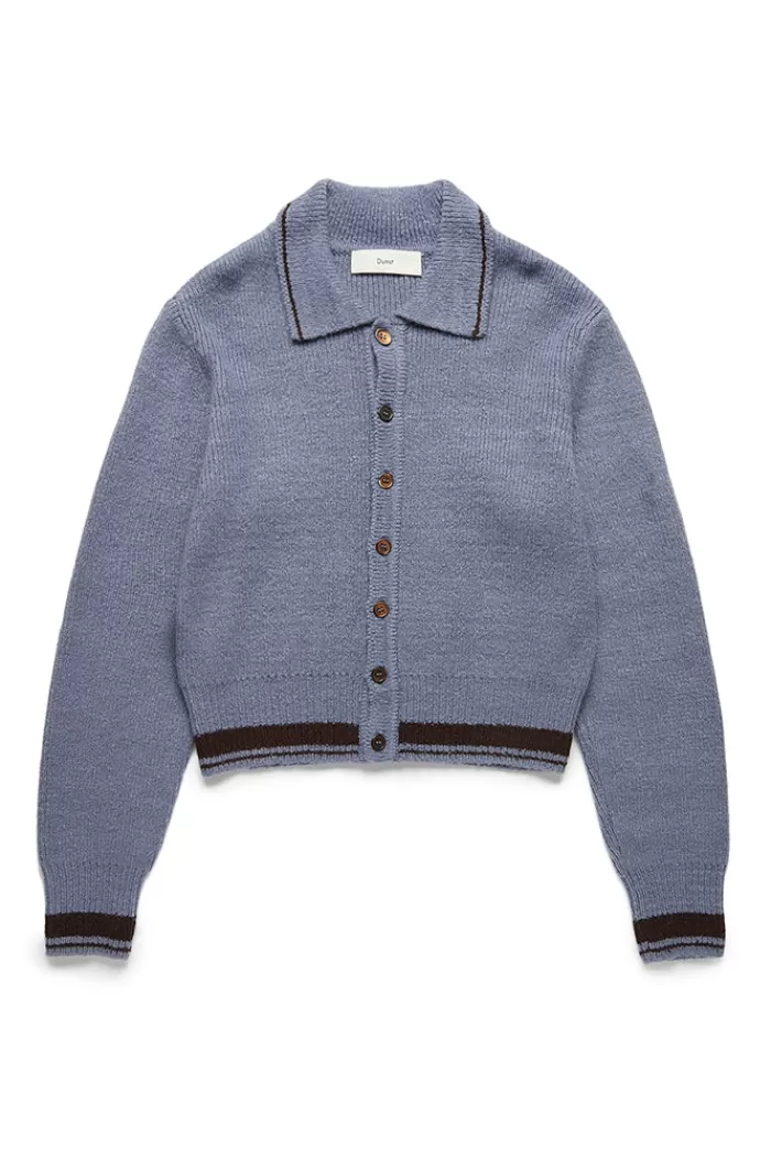 Sweaters & Knits | DUNST Open Collar Boucle Knit Cardigan Soft Blue