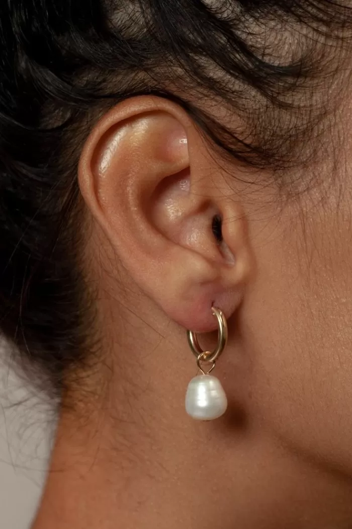 Earrings | WOLF CIRCUS Pearl Hoop Earrings Gold