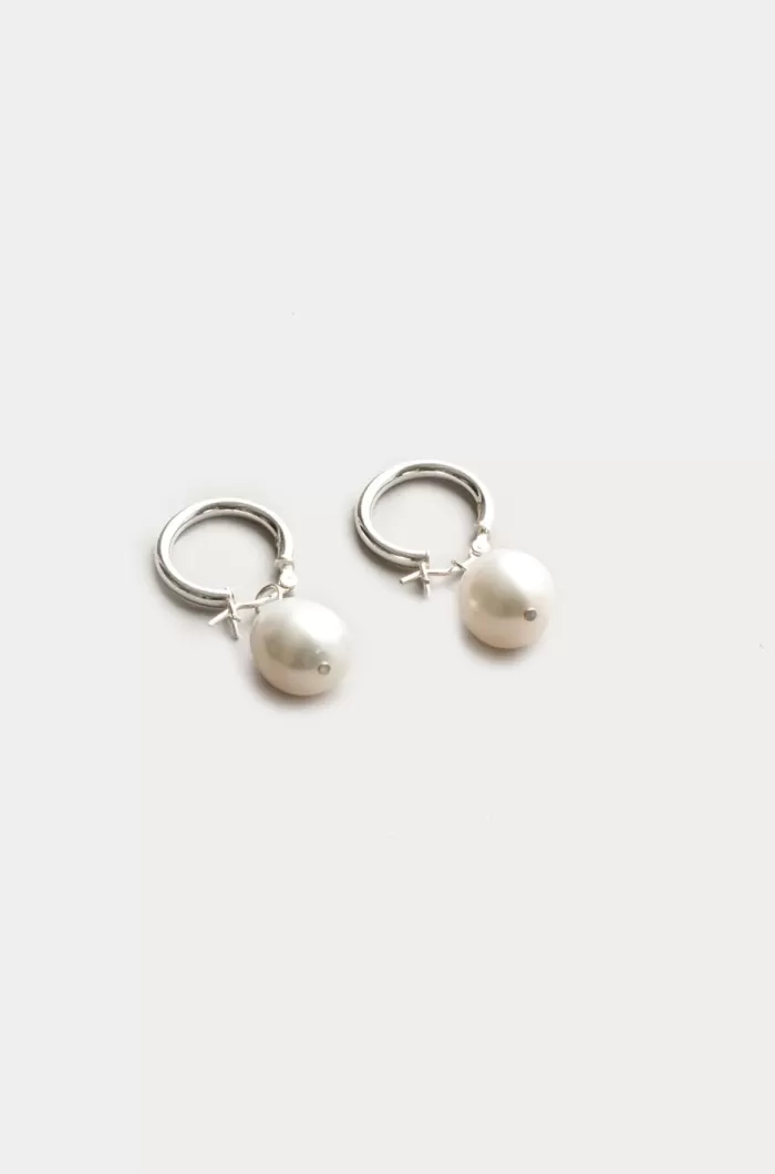 Earrings | WOLF CIRCUS Pearl Hoop Earrings Silver