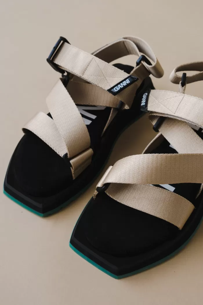 Shoes | GANNI Performance Webbing Sandal Oyster Gray