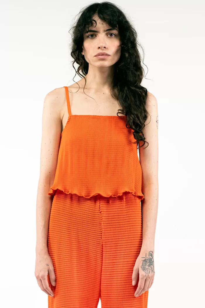 Tops | NIN STUDIO Pleat Strap Singlet Orange