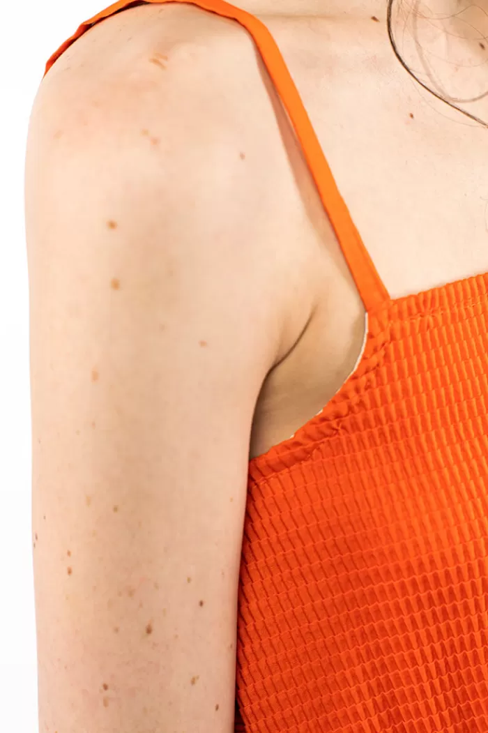 Tops | NIN STUDIO Pleat Strap Singlet Orange