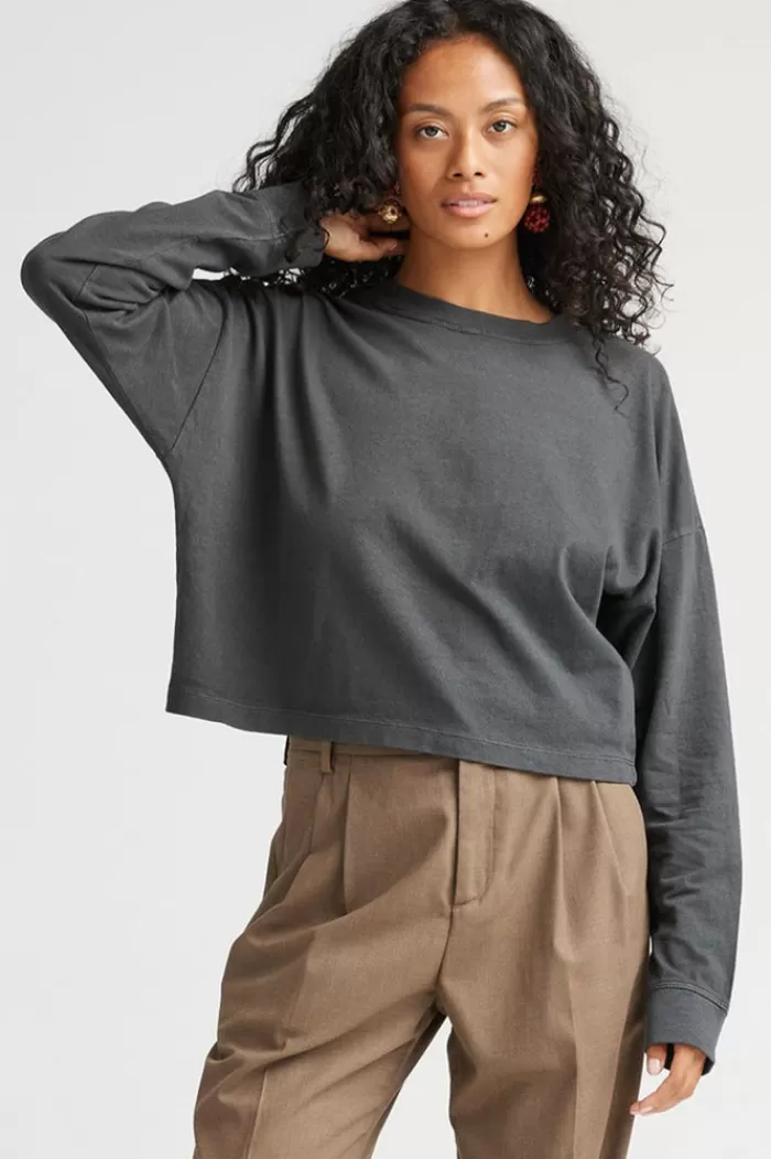 Tops | RICHER POORER Relaxed Crop Long Sleeve Tee Stretch Limo