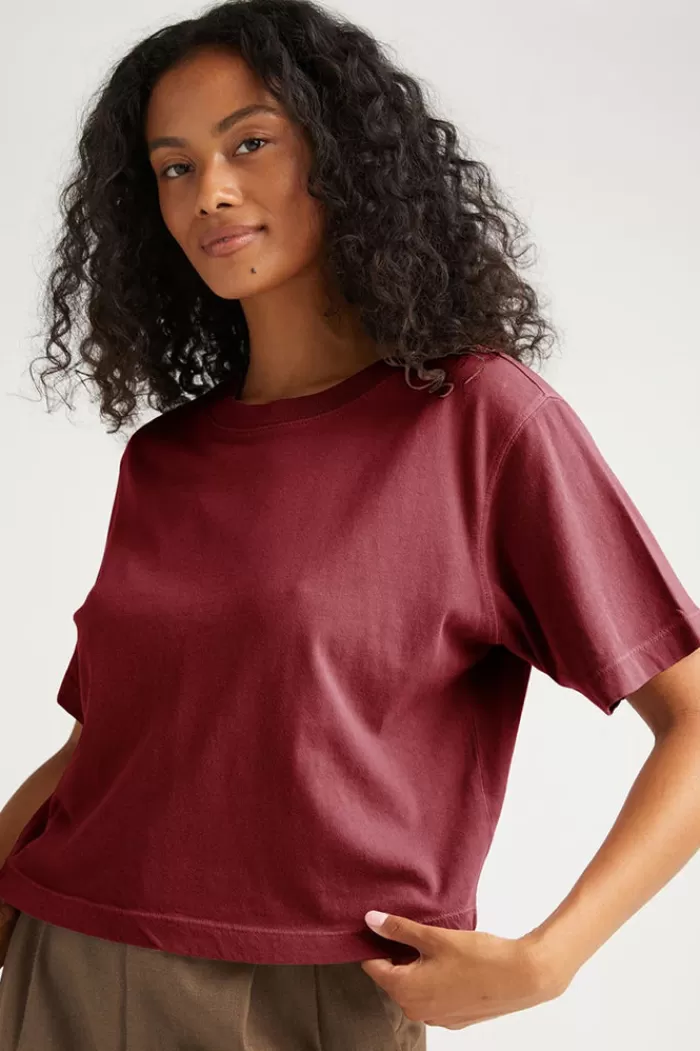 Tops | RICHER POORER Relaxed Short Sleeve Crop Tee Ruby Port