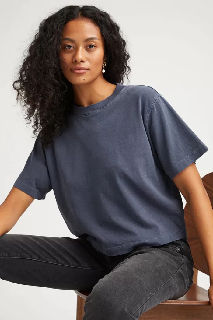 Tops | RICHER POORER Relaxed Short Sleeve Crop Tee Blue Steel