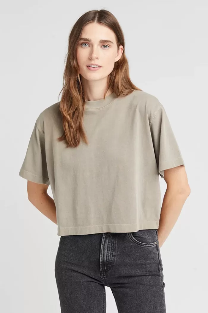 Tops | RICHER POORER Relaxed Short Sleeve Crop Tee Warm Grey