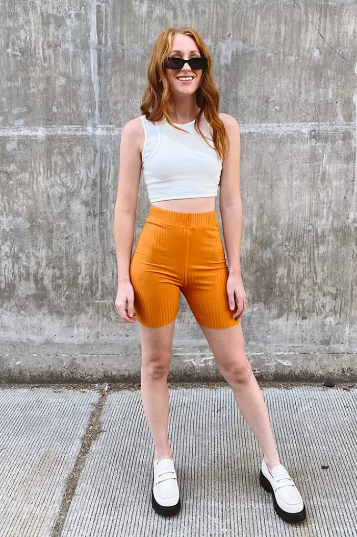 Shorts | * Ribbed Bike Shorts Burnt Orange