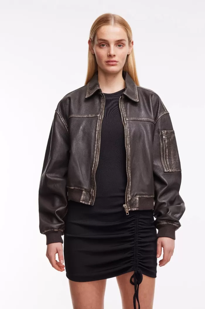 Rain Coats & Outerwear | OVAL SQUARE Rocker Leather Bomber Vintage Dark Oak