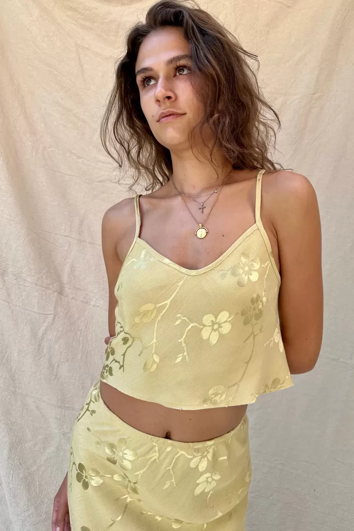 Tops | SHANI Slip Top Golden Flower