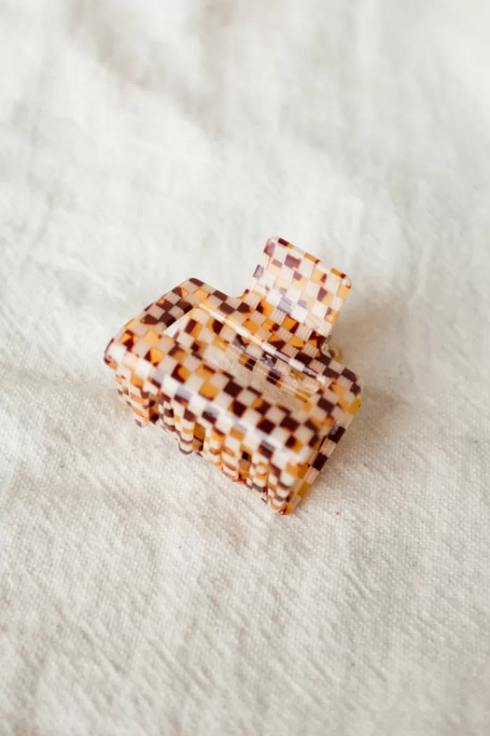 Hair Accessories | * Small Square Hair Claw Checker Brown Brown Checkered