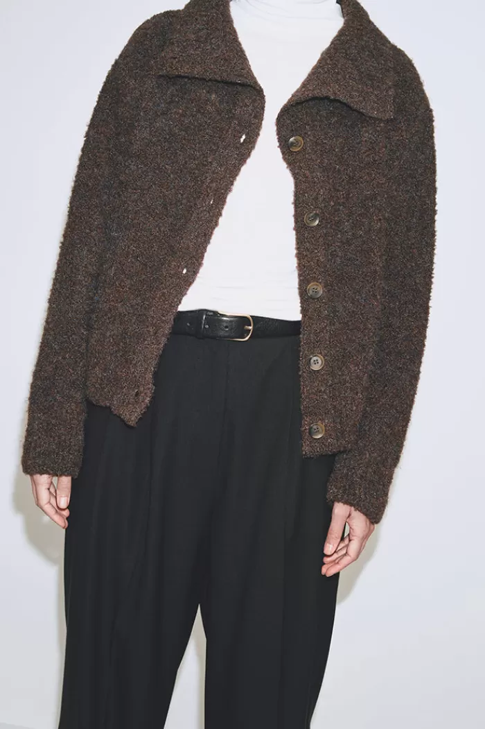 Sweaters & Knits | MIJEONG PARK Spread Collar Boucle Cardigan Brown