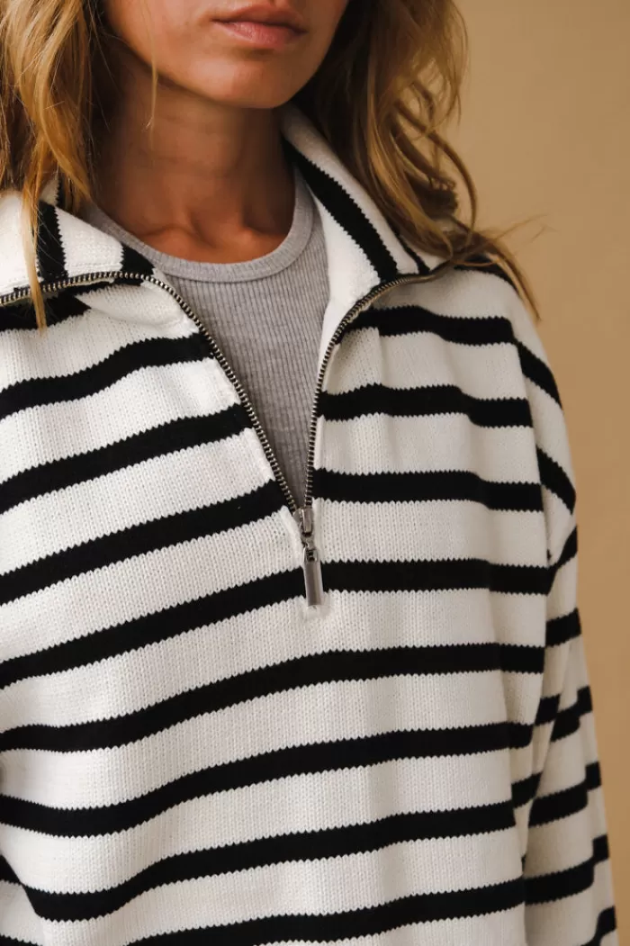 Sweaters & Knits | OVAL SQUARE Swatch Half Zip Knit Black Stripe